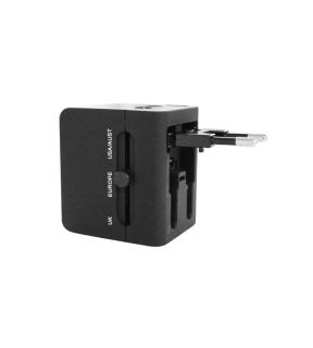 ADAPTATEUR UNIV, NOIR  2 USB